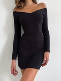 Black Knitted Sweater Knitwear Dress