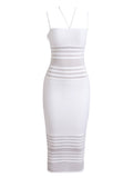 White  High Waist Halter Strap Dress