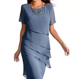 Women's Party Dress Cocktail Dress Wedding Guest Dress Midi Dress Blue Sleeveless Pure Color Ruffle Summer Spring Fall Crew Neck Fashion Wedding Guest Summer Dress S M L XL 2XL 3XL