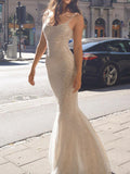 Silver Bling Sequins Strap Prom Long Dress