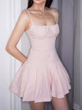 Sweet Pink Strap Fold Corset Dress