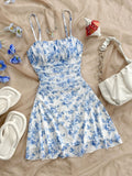 Women's New Floral Print Halter Dress Fashionable Elegant Suitable for All Seasons