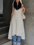 White Knitted Loose Sleeveless Long Dress