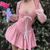 Sweet Pink Spaghetti Strap Corset Dress