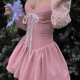 Sweet Pink Spaghetti Strap Corset Dress