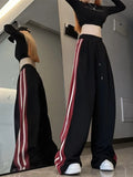 Y2k Kpop Black Baggy Sweatpants Women Hippie Streetwear Striped Oversize Wide Jogger Pants Korean Reviews Many Clothes