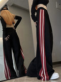 Y2k Kpop Black Baggy Sweatpants Women Hippie Streetwear Striped Oversize Wide Jogger Pants Korean Reviews Many Clothes