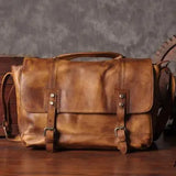 Vintage Genuine Leather Messenger Bag men Leather Shoulder Bag Men Crossbody Bag Male Sling Leisure Bag Tote Handbag Brown Grey