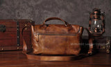 Vintage Genuine Leather Messenger Bag men Leather Shoulder Bag Men Crossbody Bag Male Sling Leisure Bag Tote Handbag Brown Grey