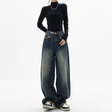 2000s fashion Spring and Summer New Jeans Women's High Waist Slimming Straight Loose American Retro High Street Casual Pants Wide Leg Pants Pants