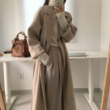 2000s fashion Korean Style Chic Autumn and Winter Clothing French Niche Lazy Woolen Coat Loose Temperament Mid-Length Woolen Coat for Women