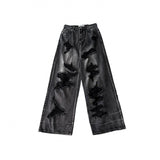 grunge dti American High Street Ripped Jeans Men's and Women's Summer Loose Slimming Versatile Wide-Leg Trousers Washed Distressed Pants