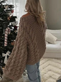 Knitted Oversize Women's Twist Sweater Pullover Solid O-neck Long Flare Sleeves Pullovers Autumn Lady Warm Knitwear New