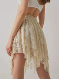 Women Lace Mini Skirts Solid Color Fashion Floral y2k Skirt Casual Vacation Flowy Fit Aesthetic Sheer Dress New Streetwear