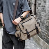 Men Crossbody Bag Canvas Vintage Business Handbag for Men Casual 13 inch Laptop Large Capacity Durable  Briefcase Men Bag