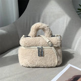 Soft Plush Women's Small Shoulder Bag Faux Lamb Wool Ladies Bucket Crossbody Bags Winter Furry Female Phone Pouch Purse Handbags