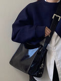 Oil Wax Leather Women's Shoulder Bag Large Capacity Messenger Bags for Female Solid Color Ladies Commuter Crossbody Tote Handbag