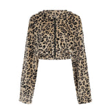 Y2k Leopard Retro Jackets Fashion Women Streetwear Clothing Long Sleeve Fleece Cropped Coat Autumn Winter New