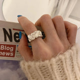 Creative Irregular Metal Geometric Open Rings for Women New Fashion Silver Color Ring Party Jewelry Gift