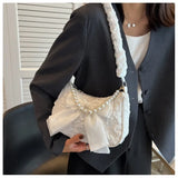 Pearl Female Bag Retro Luxury Designer Handbag Bow Crossbody Bags Fashion Canvas Women's Trend Shoulder bag Purses