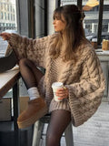 Loose Knitted Women's Sweater High Neck Wide Long Sleeve Female Knitwear Tops  Autumn Winter Fashion Oversized Lady Pullover