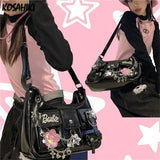 Y2k Vintage Streetwear Shoulder Bag Gothic Punk Harajuku Cross Chain Women's Handbags Trendy Pockets  All Match Crossbody Bags