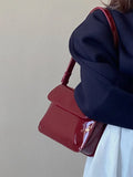 Retro Red Lacquer Leather Small Square Bag New Summer High Quality Ladies Crossbody Bag Luxury Elegant Trend Shoulder Bag