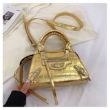 Women's Fashion Handbag Beautiful Lady Crossbody Elegant Pu Leather Totes One Shoulder Handbags Shopping Rivet Rock Style Bags