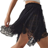 Women Lace Mini Skirts Solid Color Fashion Floral y2k Skirt Casual Vacation Flowy Fit Aesthetic Sheer Dress New Streetwear