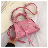 Women's Fashion Handbag Beautiful Lady Crossbody Elegant Pu Leather Totes One Shoulder Handbags Shopping Rivet Rock Style Bags