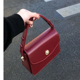 Vintage Red Square Bag Women New Retro Handle Pu Leather Solid Messenger Bag Purse Female Harajuku Aesthetic Bolso Mujer