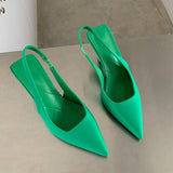 Summer New Brand Pointed Toe Slingback Shoes Thin High Heel Shallow Slip On Ladies Elegant Sandals Plus Size 41