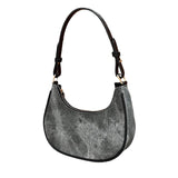 Casual Women Half Moon Underarm Bags Gray PU Leather Hobos Shoulder Bag for Female All Match Ladies Crossbody Bag Purse Handbags