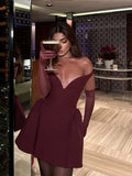 Fashion Women V Neck Sleeveless Mini Dresses Elegant Solid Slim Pleated Retro Bubble Short Skirt Sexy Party Evening Vestdio