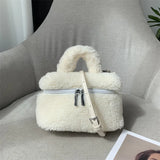 Soft Plush Women's Small Shoulder Bag Faux Lamb Wool Ladies Bucket Crossbody Bags Winter Furry Female Phone Pouch Purse Handbags