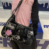 Y2k Vintage Streetwear Shoulder Bag Gothic Punk Harajuku Cross Chain Women's Handbags Trendy Pockets  All Match Crossbody Bags