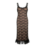 Elegant Long Bow Mesh Spliced Lace Dress