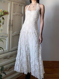 White Lace Sleeveless Long Dress