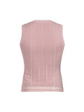 Pink Sweet Slim Sleeveless V Neck Cute Y2K Lace Vest Top Women 2000s Kawaii Clothes