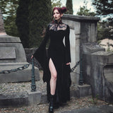 Halloween Party Long Dress Black High Waist Flared Sleeve Lace Cutout Gothic Maxi Dress Street Aesthetic Clubwear Maxi Dress