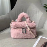 Soft Plush Women's Small Shoulder Bag Faux Lamb Wool Ladies Bucket Crossbody Bags Winter Furry Female Phone Pouch Purse Handbags