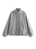 Woman Fashion Loose Gray Warm Baseball Jacket Spring Casual Oversized Bomber Jacket Girls Vintage Thick Warm Outwear