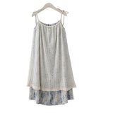 Summer New French Style Seaside Vacation Slip Dress Lace Tassels Flower Mid Long Layered Skirt Sweet Fake Two Pieces Beach Dress