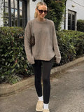 Brown Casual Round Neck Knitted Pullover Women Fashion Long Sleeve Loose Short Sweater Autumn New Lady Street Knit Tops