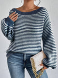 Off The Shoulder Striped Sweater Women Fall Fashion Oversized Soft Versatile Neckline Casual Knitted Sweater Winter