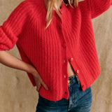 Casual Solid Knitted Cardigan For Women O-neck Long Sleeve Single Breasted Loose Soft Sweater  Autumn New Lady Tops Knitwear