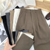 Fall Spring Black Suit Haren Pants Women Fashion Elastic High Waist Casual Trousers Woman Korean Style Solid Office Pant 