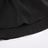 Black Square Neck Slim Pleated Mini Dress