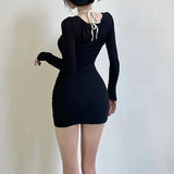 Black Knit Skinny Long Sleeve Dress