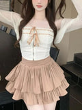 Summer Sweet Party 3 Piece Set Women Y2k Elegant Strap Mini Skirt Suit Female Korean Style Solid Hight Waist Skirt Suit New